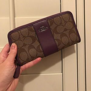 Coach wallet, purple and brown